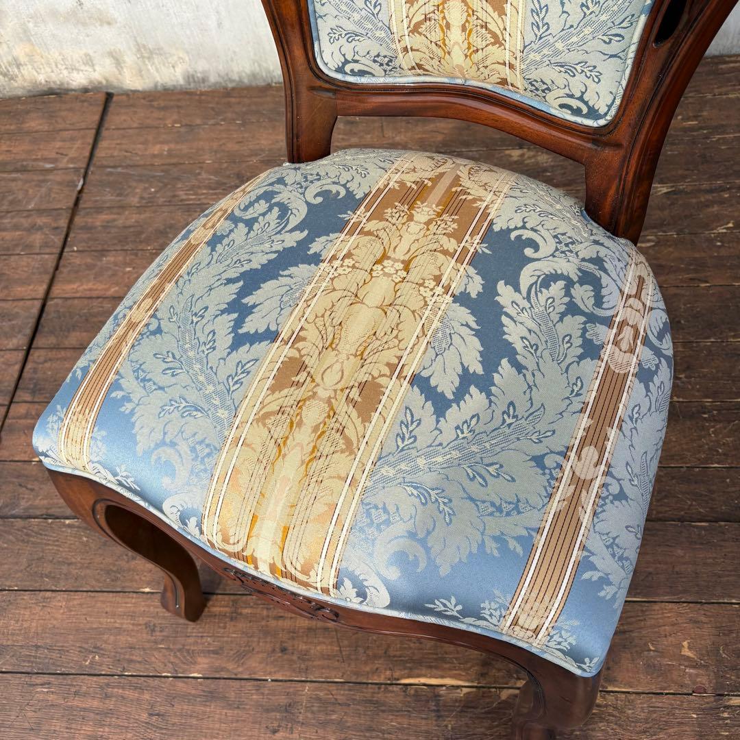 ②ビクトリアン装飾 花柄 木製ダイニングチェア 姫系 イタリア家具 アンティーク
