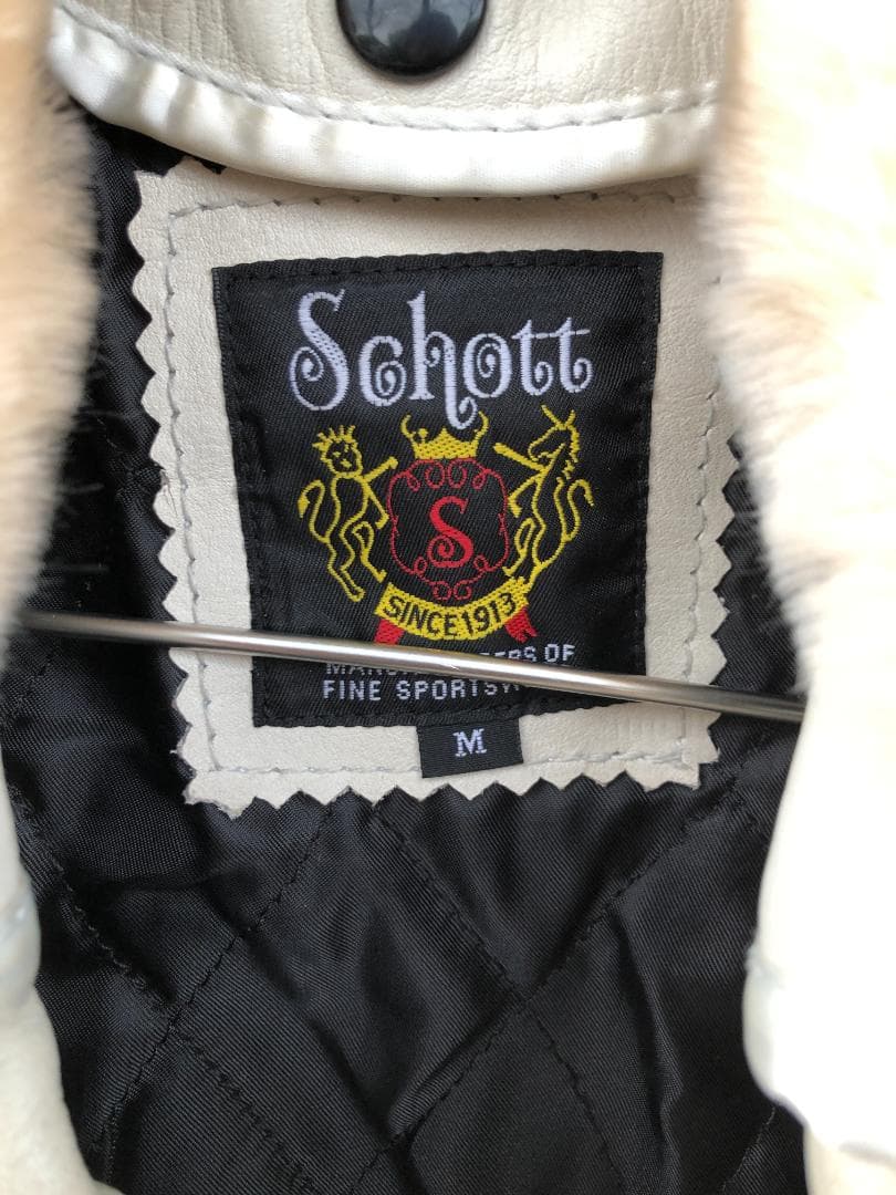 [訳あり] 新品 Schott ダブルライダースレザージャケット アイボリー/M
