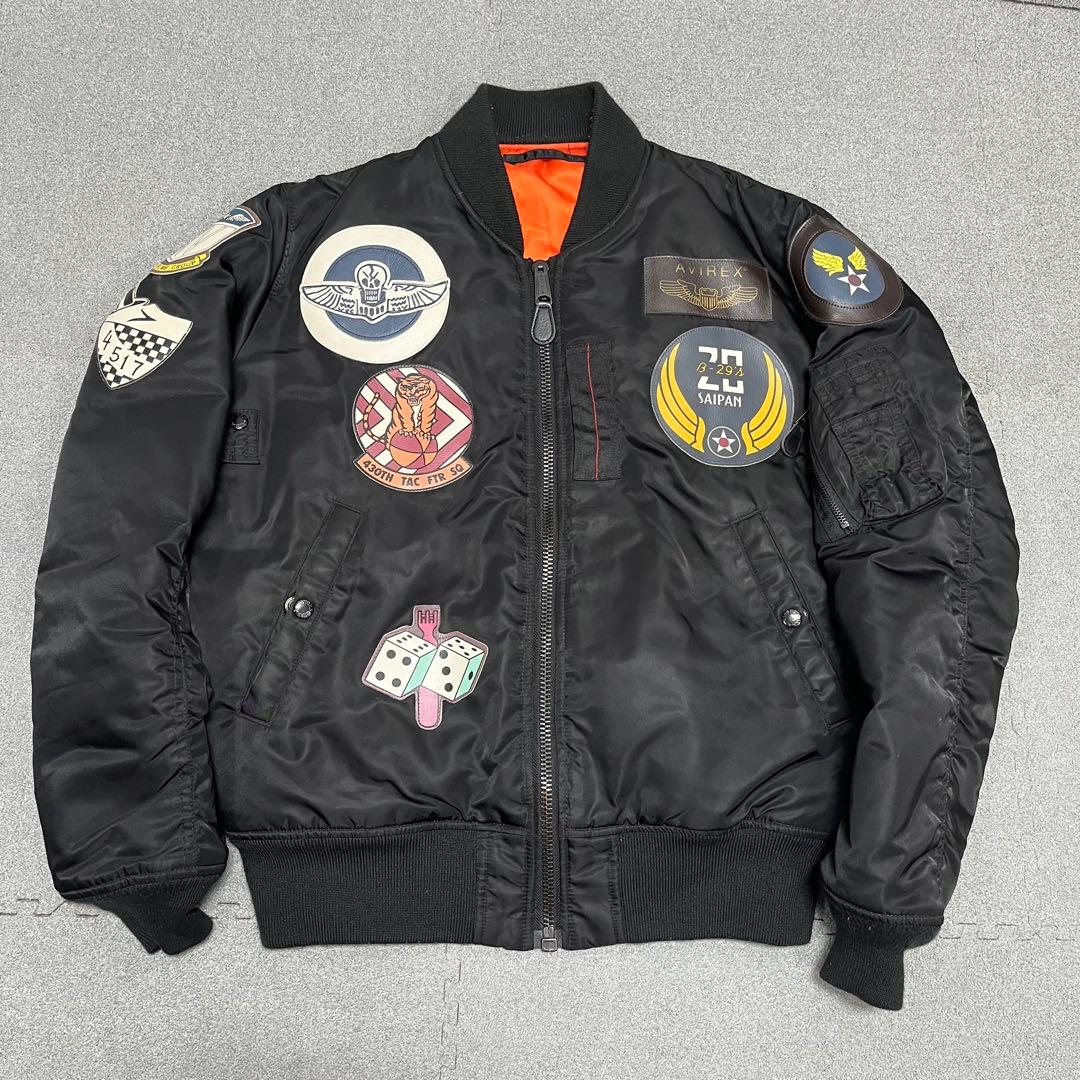 456 AVIREX ワッペン多数 B-29 SAIPAN 黒×橙裏地 XL