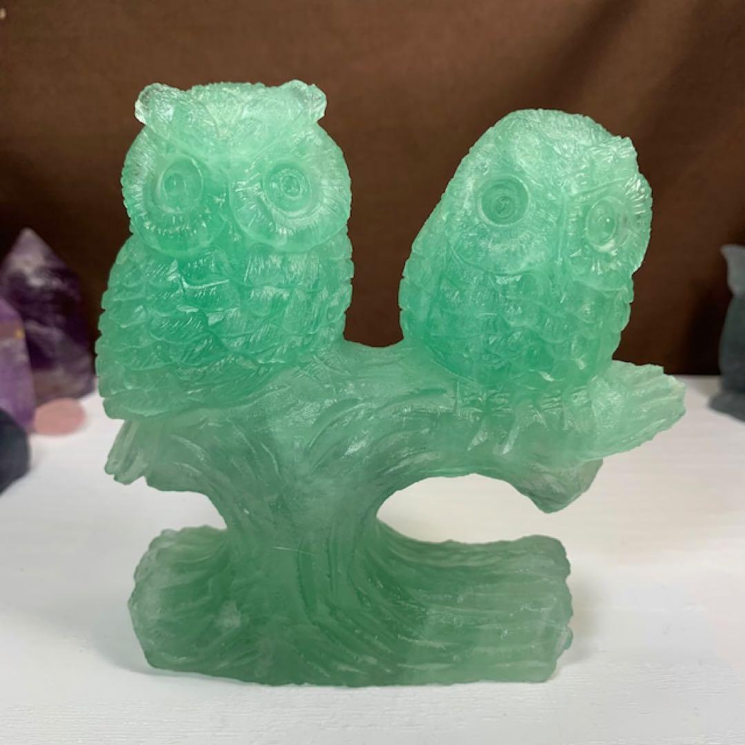 ALLSALE☆かわいいグリーンフローライト・ふくろう
