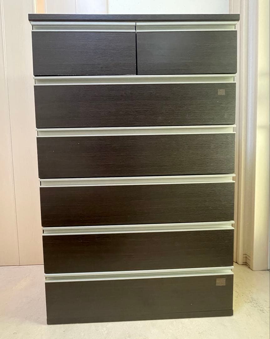 [shige]ニトリ　ダークブラウン木製チェスト 6段