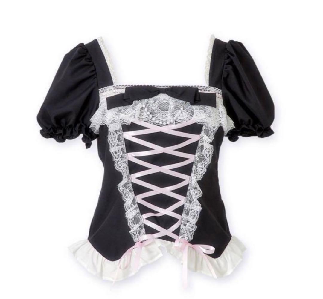 ♡ Ribbon chain lace up corset tops ピンク♡