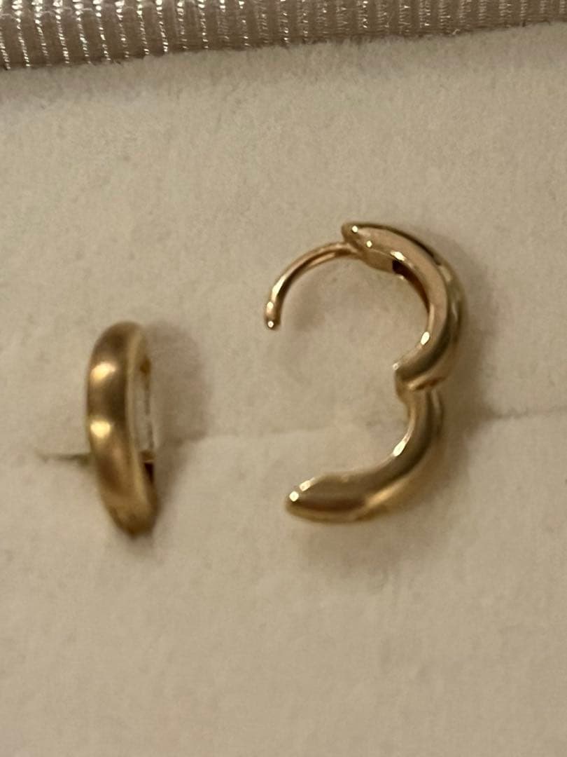 K18 ヘアライン フープピアス etek18 シンプル 高品質