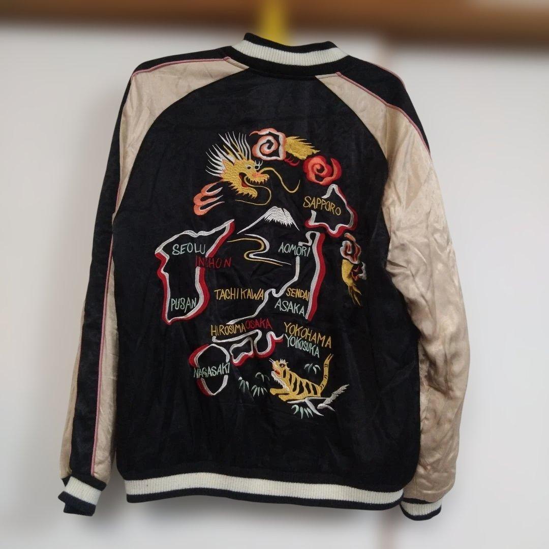 人気HOUSTON スカジャン 鷹と日本地図　 Lサイズ レーヨン