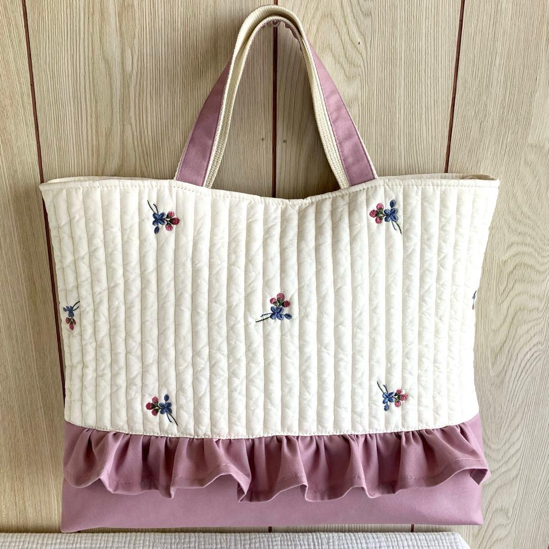 ヌビ フラワー おはな レッスンバッグ 入園入学 イブル ラベンダーピンク 撥水