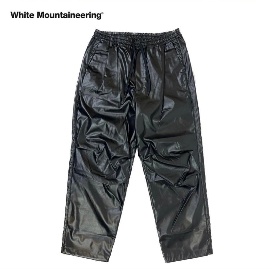 ‪☆美品 ホワイトマウンテニアリング ワイドパンツ ブラック レザー