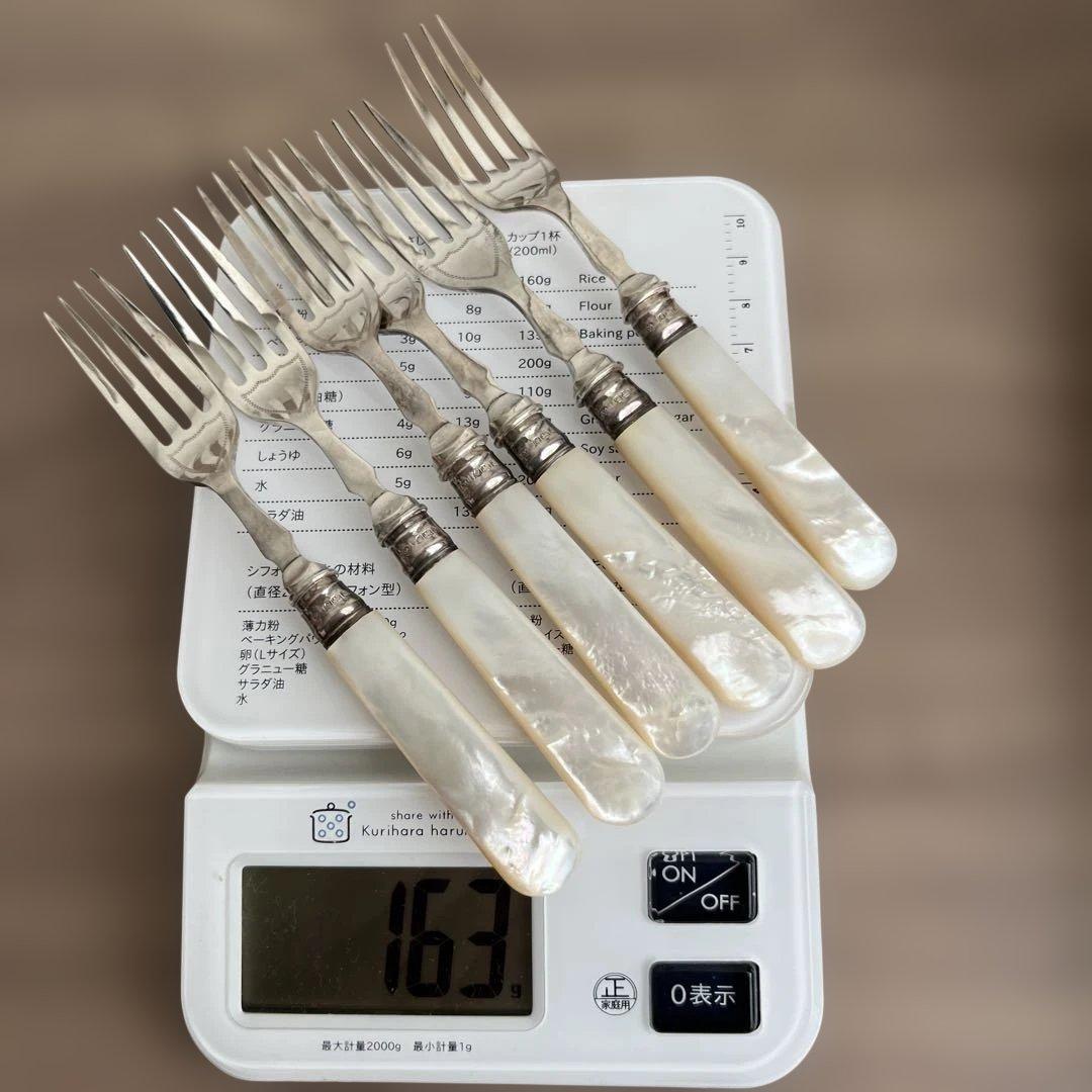 【白蝶貝 / 純銀継手】507ｇビクトリアン デザートナイフ＆フォーク12本