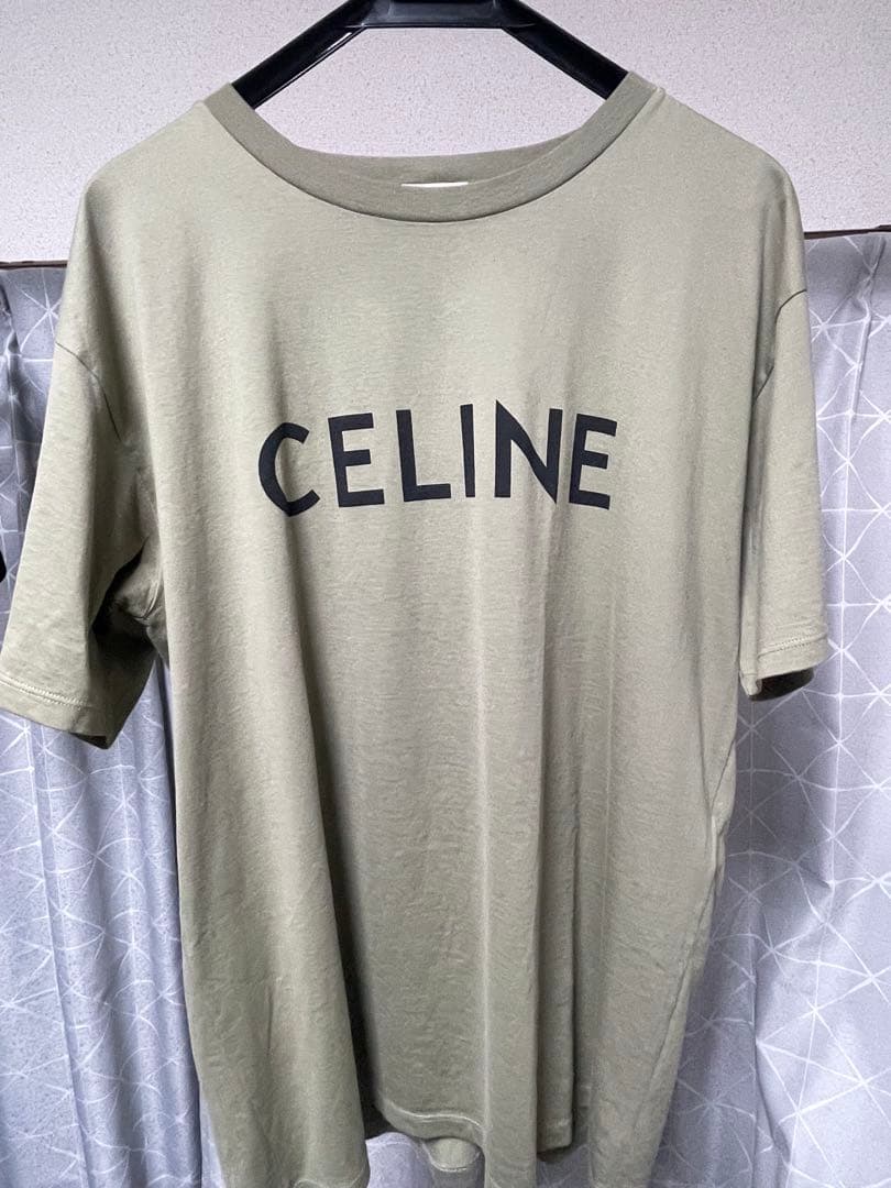 CELINE セリーヌ ロゴTシャツ カーキ Mサイズ 半袖