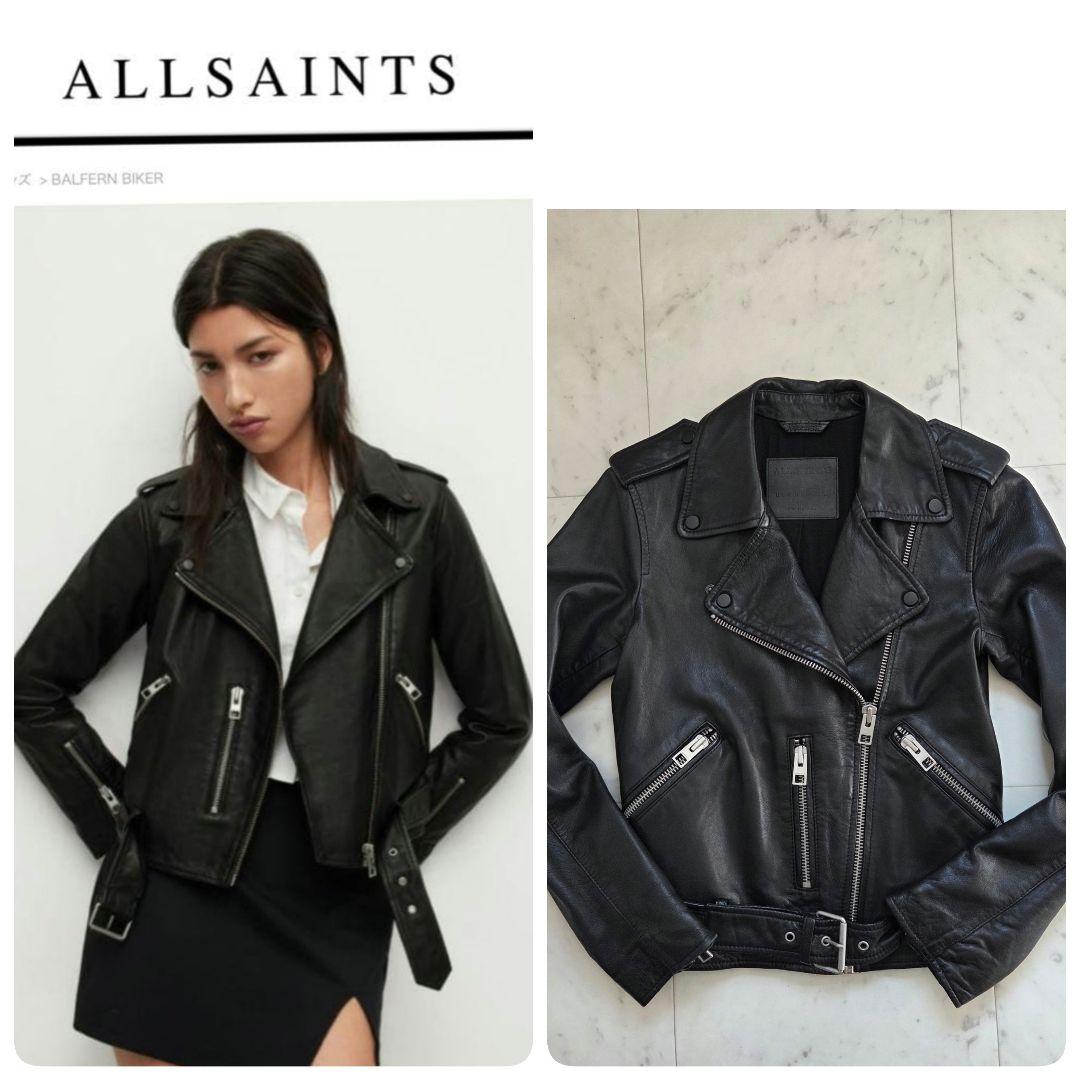 ALLSAINTSレザー ジャケット UK4 オールセインツ ラムレザー　ダブル