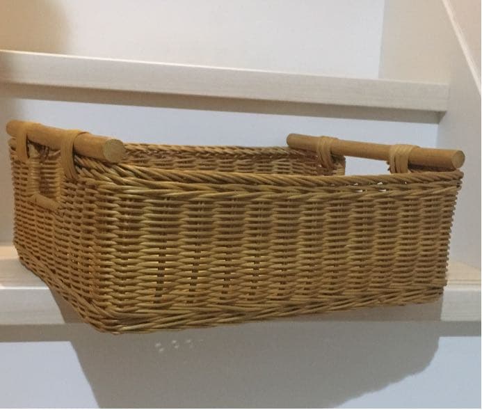 ラタン　持ち手つき　バスケット　収納　アンティーク　古道具
