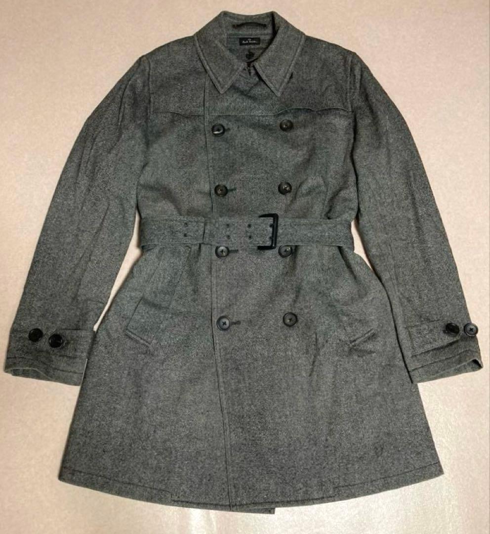 美品 ポールスミス メランジ ウール トレンチコート ピーコート ライナー