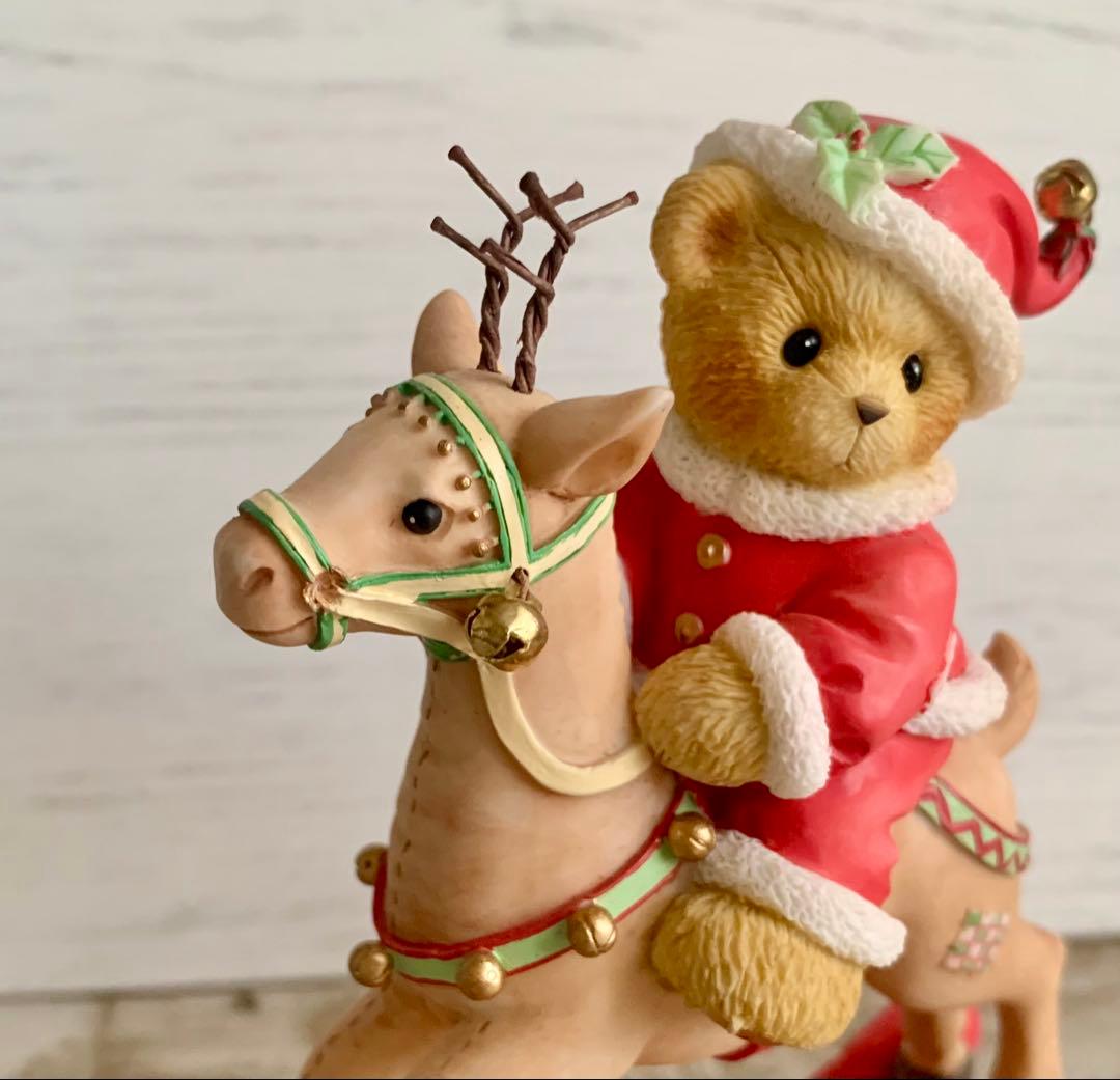 チェリッシュドテディーズ トナカイに乗ったクマ クリスマス 置物