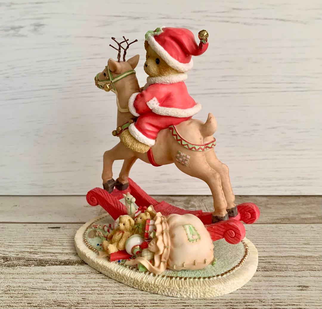 チェリッシュドテディーズ トナカイに乗ったクマ クリスマス 置物