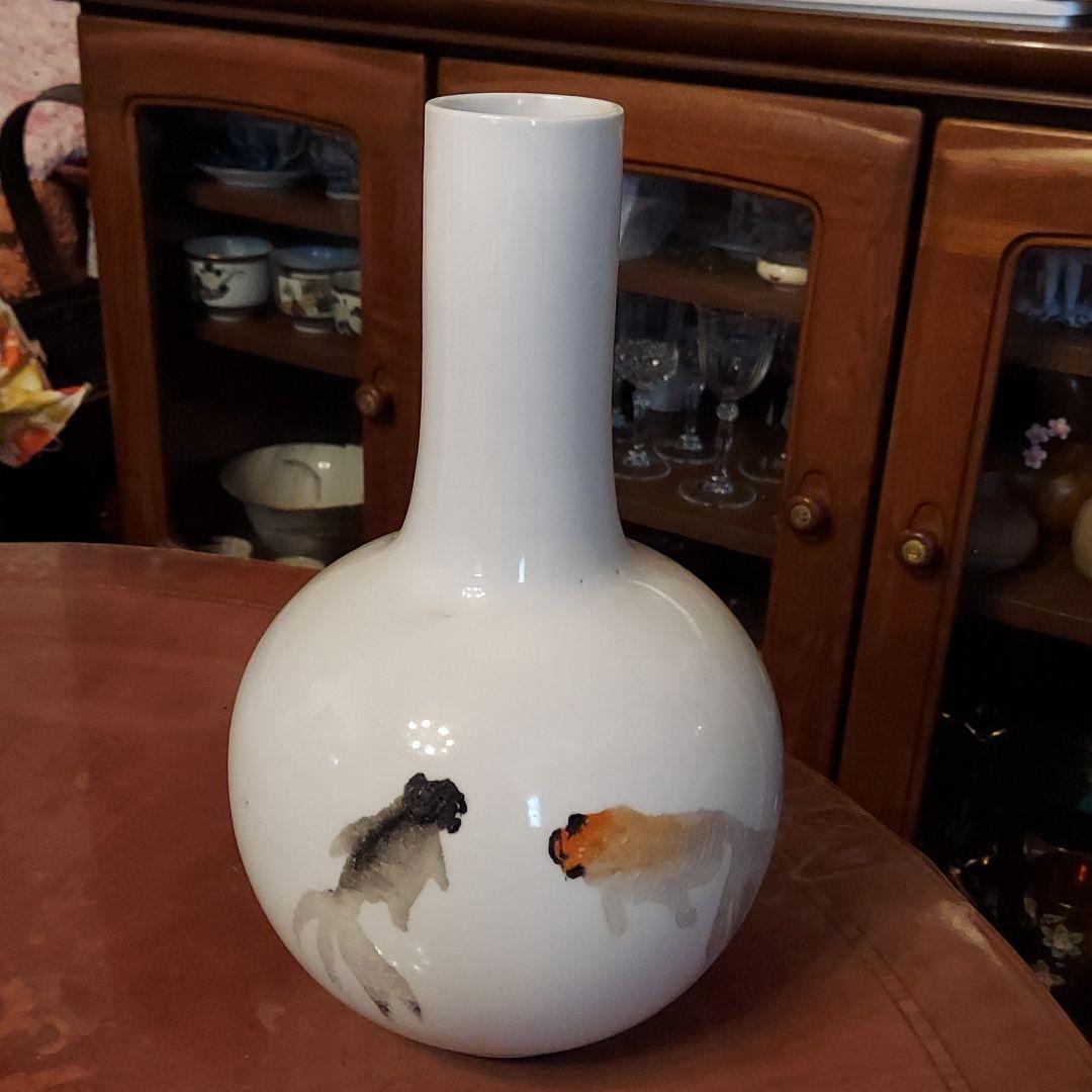 行人作　大きめの金魚柄の花器