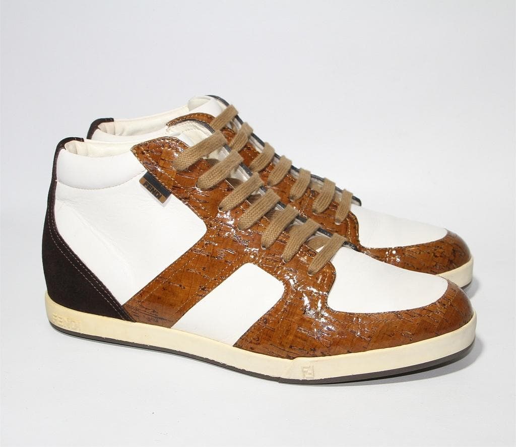 s*9様 FENDI フェンディ ハイカット スニーカー 白 レザー 6.5 イ