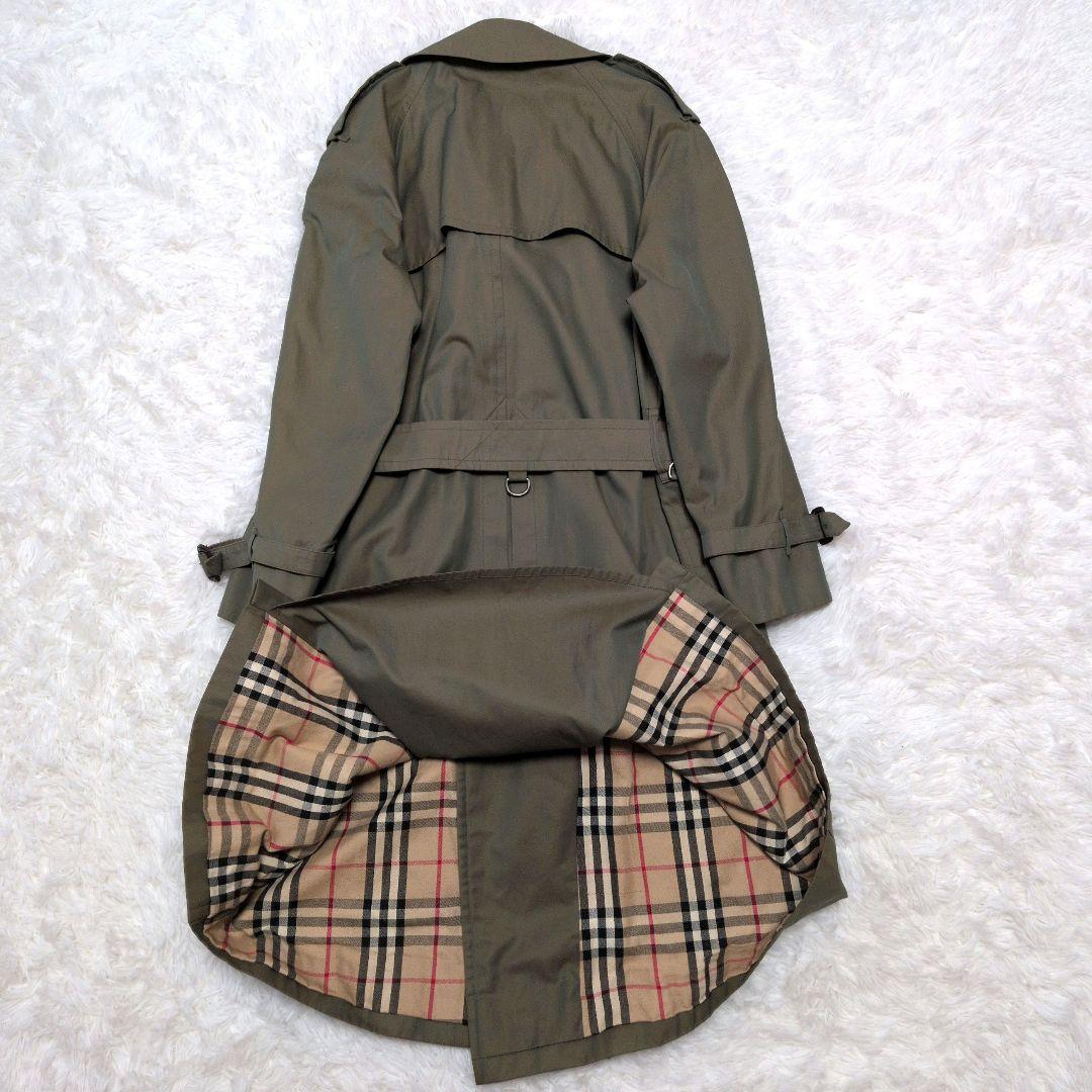 【美品】バーバリー☆玉蟲色　ノバチェック　ベルト付　トレンチコート　メンズ