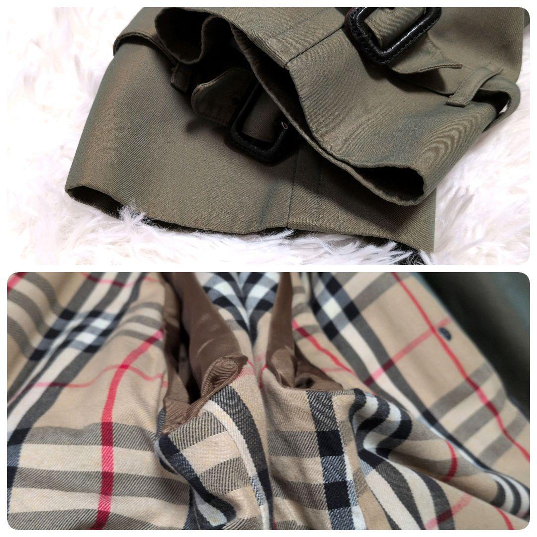 【美品】バーバリー☆玉蟲色　ノバチェック　ベルト付　トレンチコート　メンズ