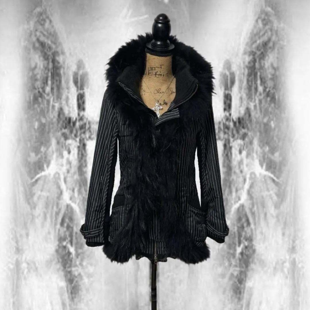 y2k 00s❤︎ ダークコア ギミック ファー付き アウター