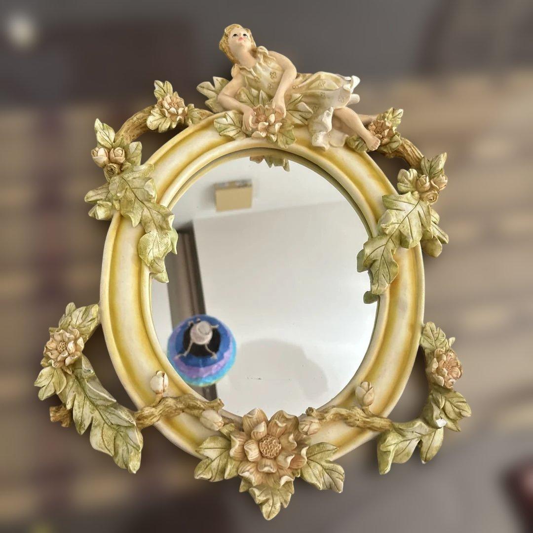 kanku 様昭和レトロ　ヴィンテージ　天使のミラー花柄ランプ