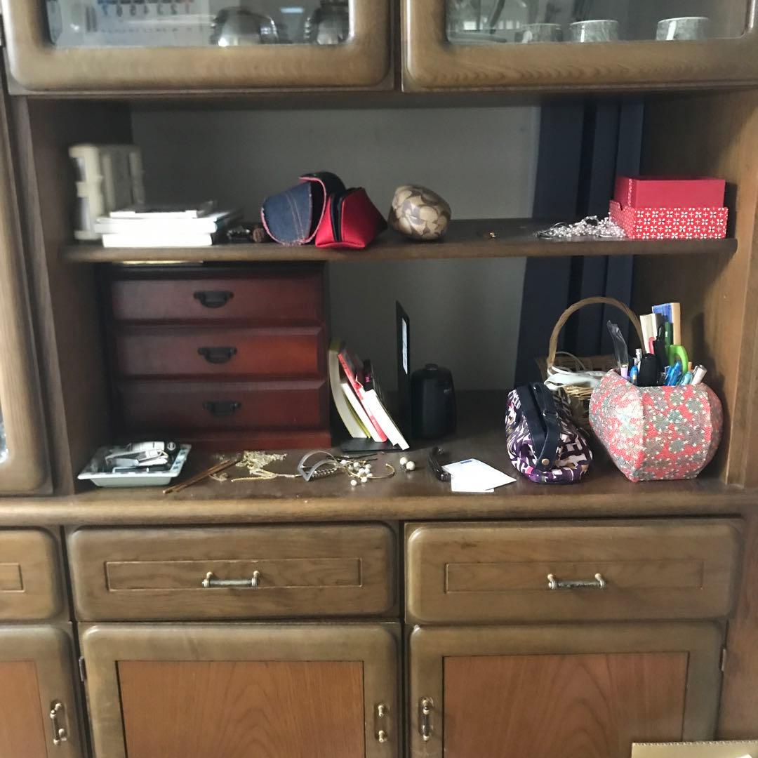 かりもく家具　飾り棚　両面タイプ　アンティーク　食器棚　収納棚　棚　ブラウン