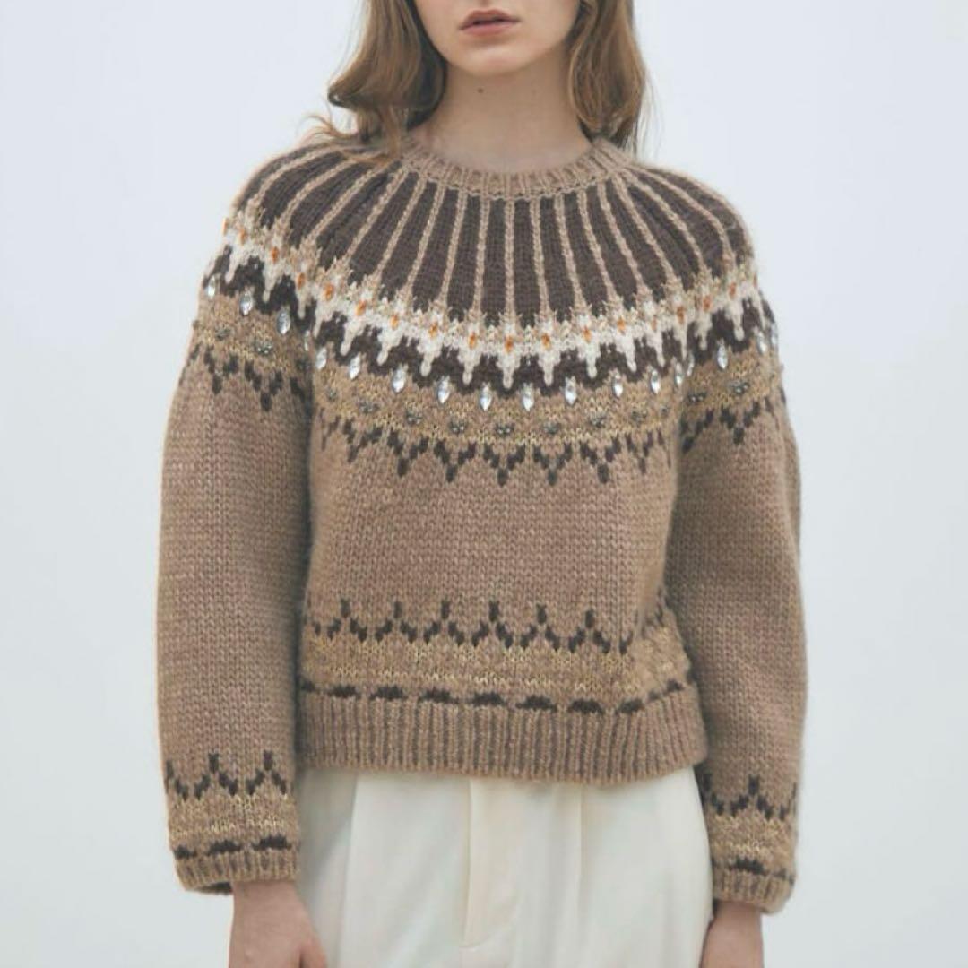 MACPHEE ビジュージャカード クルーネックプルオーバー