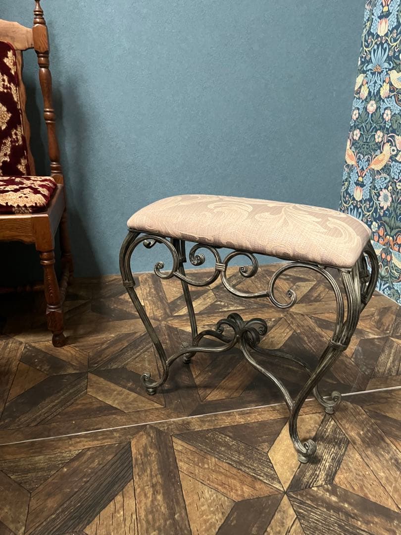 スツール スリム アイアン インテリア アンティーク 猫脚 ビンテージ ショート