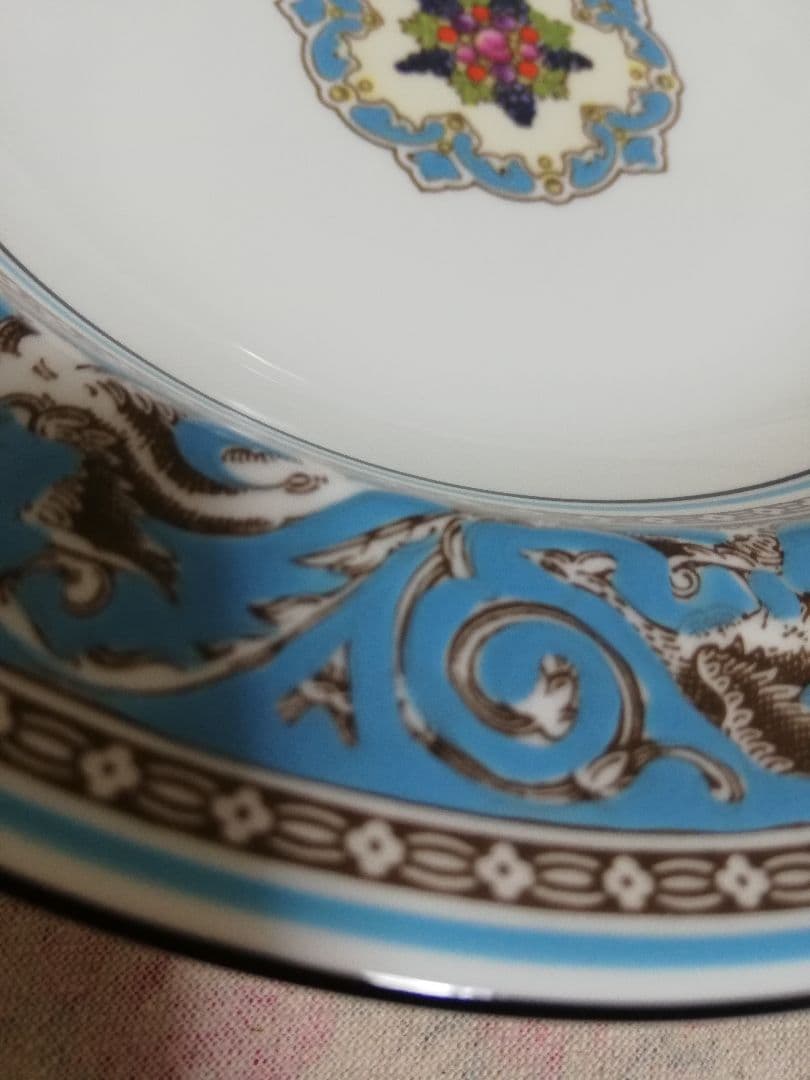 未使用　ウェッジウッド　黒壺　スープ皿　深皿　フロレンティーンターコイズ　2枚