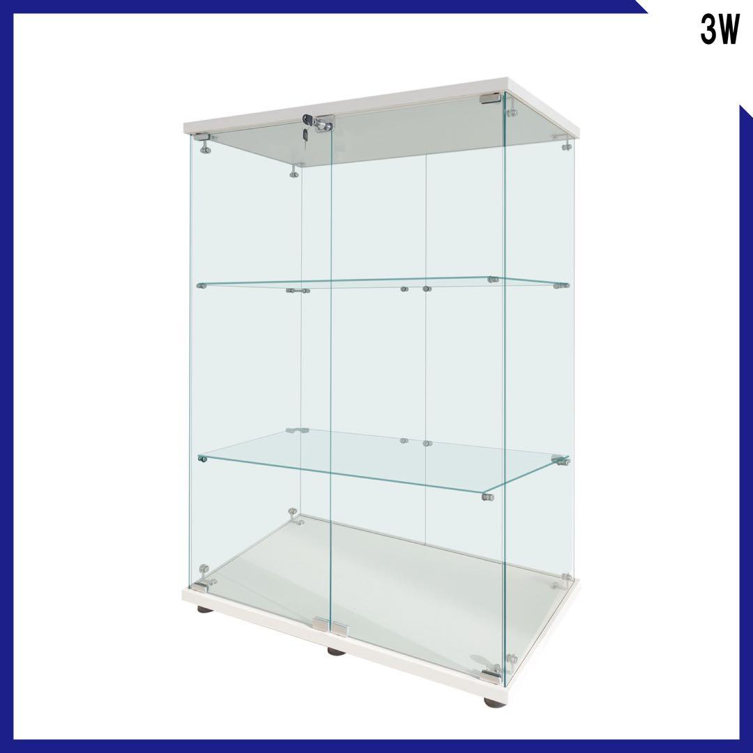 【新品】フィギュア棚　コレクションケース　ガラスディスプレイ　3段ワイド白