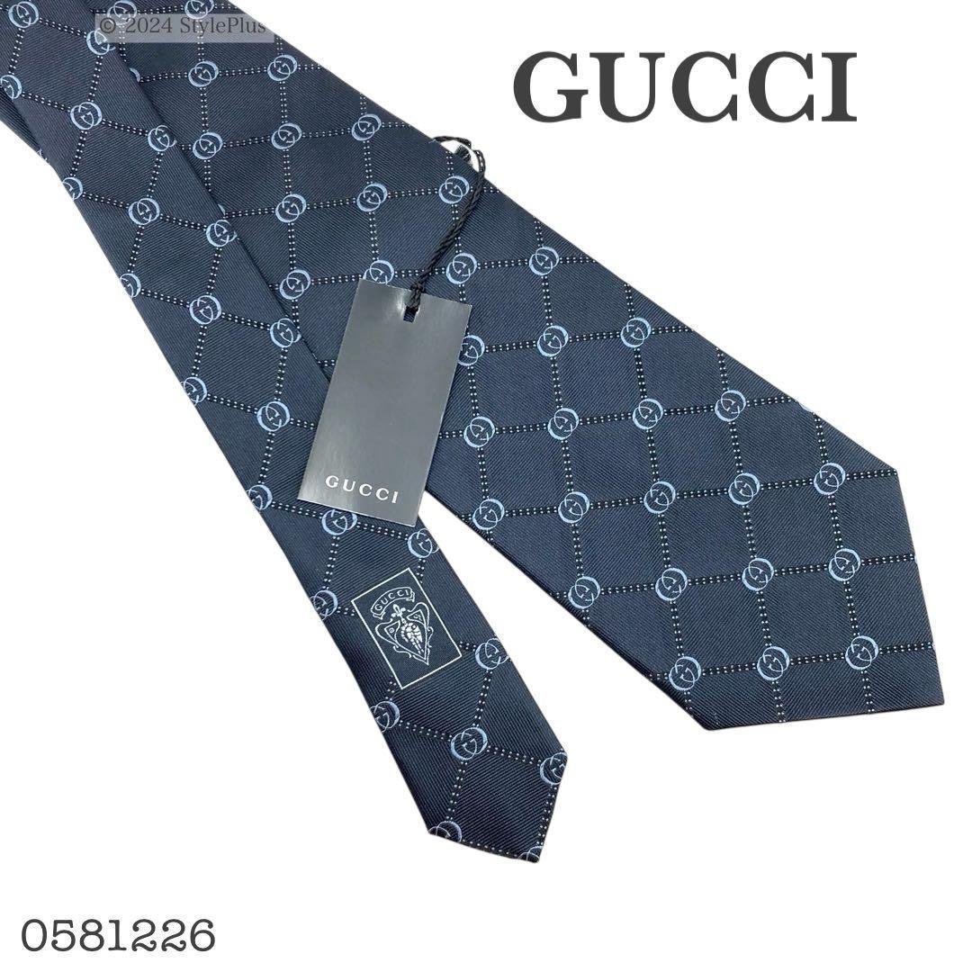 【未使用】 グッチ GUCCI ネクタイ ネイビー GG柄 タグ付き