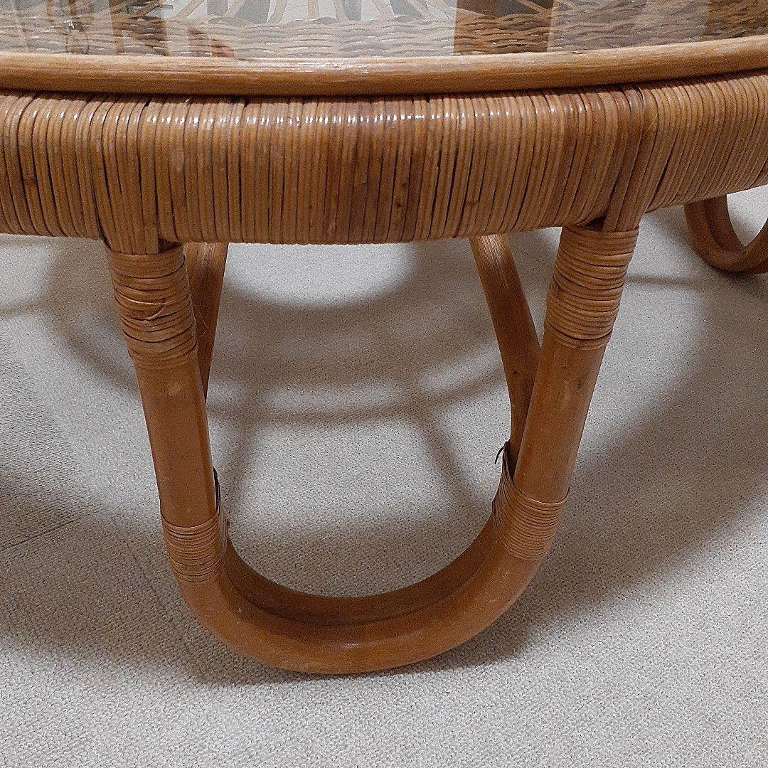 レトロ＊ラタンガラス テーブル