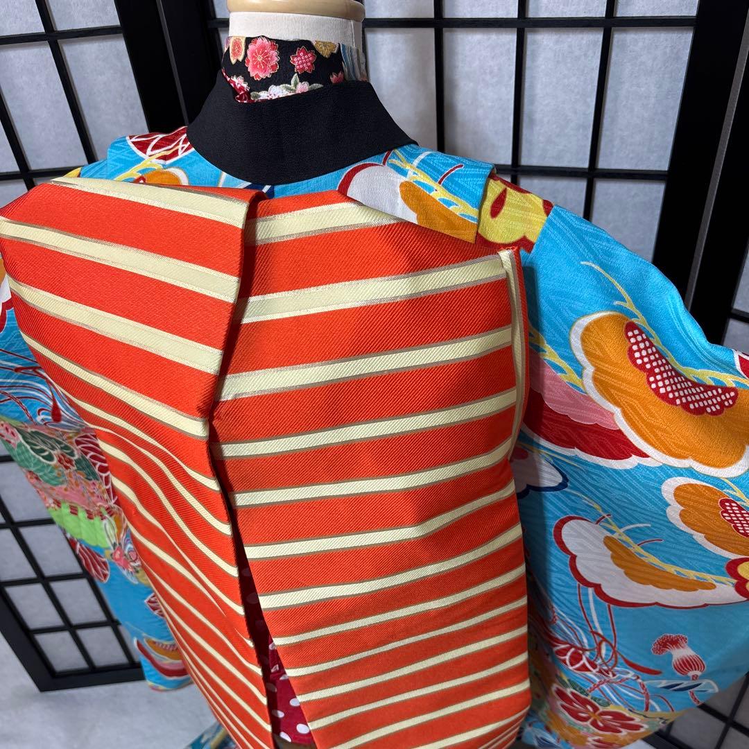 七五三　着物セット　7歳　水色　だらり帯　舞妓　双子　ハーフ成人式　十三詣り