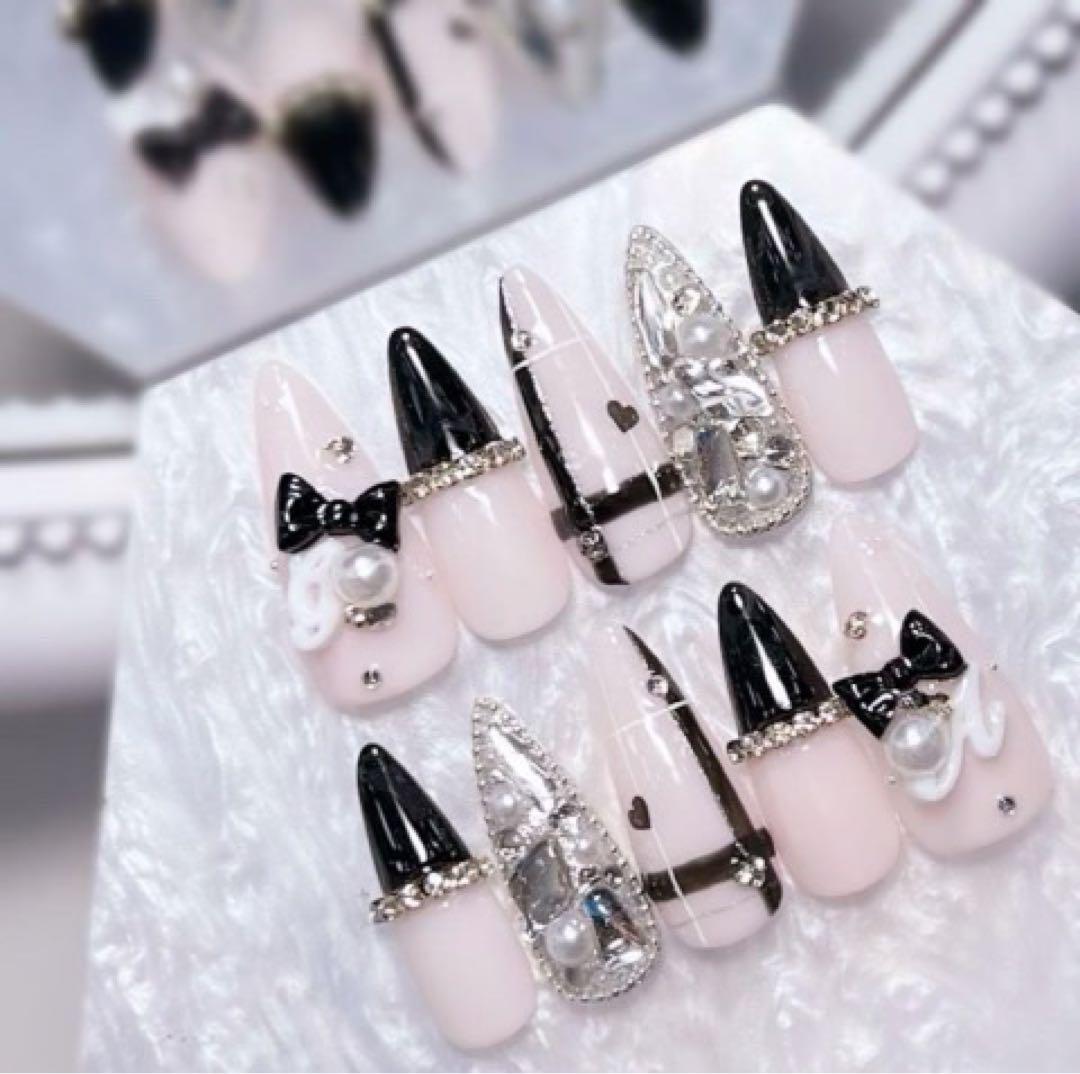 お急ぎ便A♡ ネイルチップ 量産型 韓国 シンプル ちゅるん ヲタク チェック