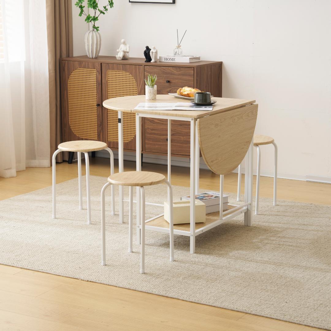 折りたたみダイニング5点セット｜おしゃれ 木目調北欧風 食卓セットNATURAL