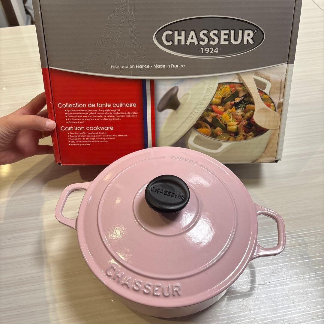 CHASSEUR 鋳鉄鍋 ピンク 取扱説明書付き