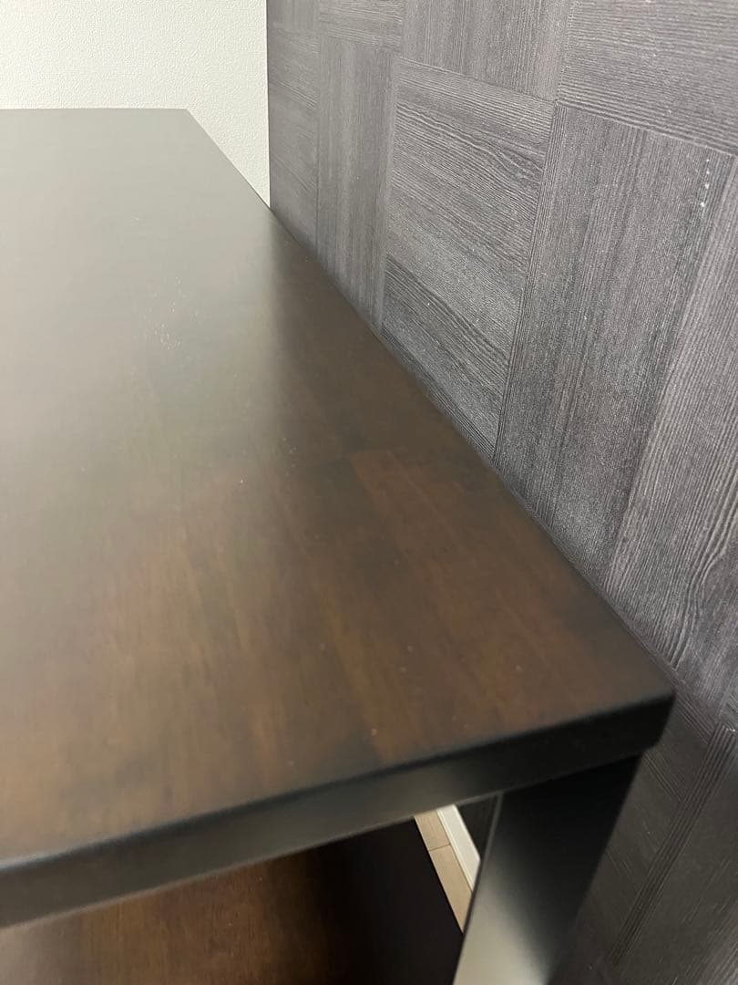 ラバーウッド ブラックブラウン 木製シェルフ 3段