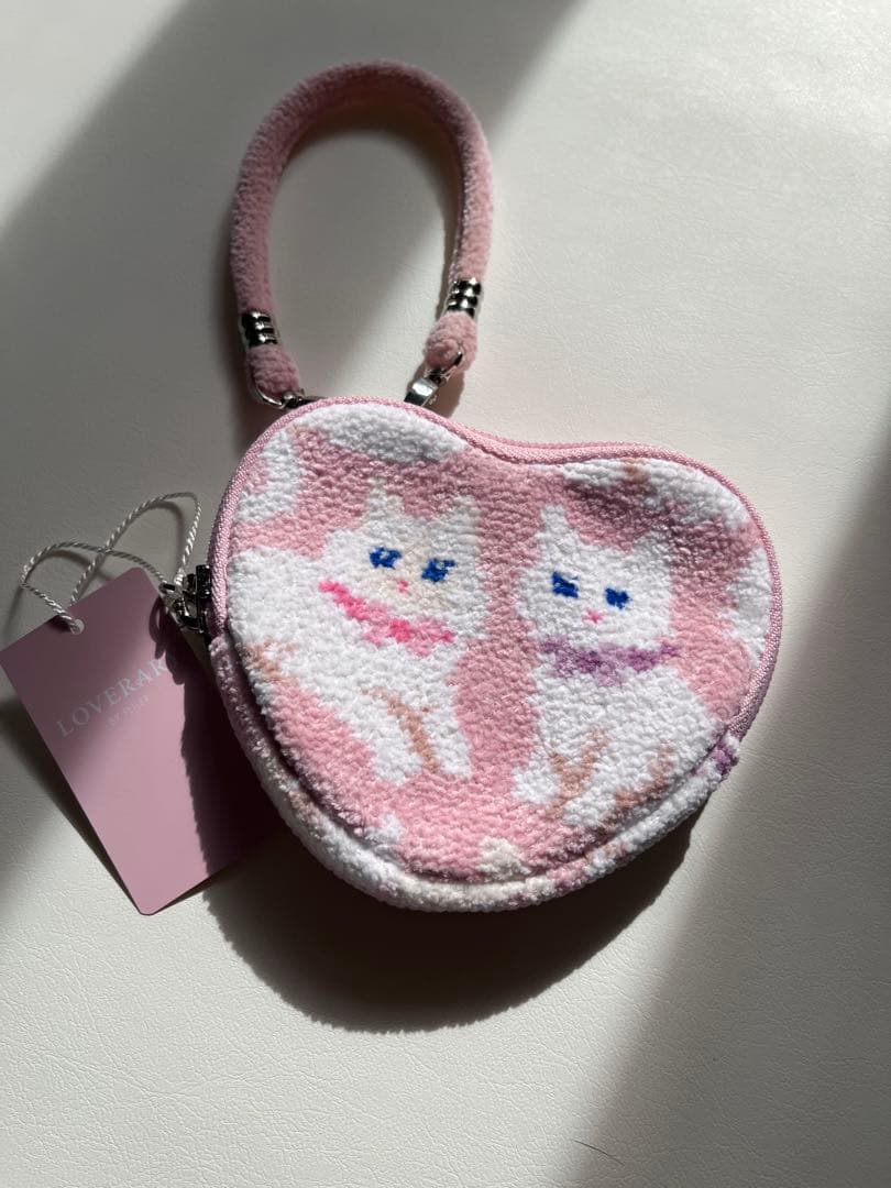 フェイラー　モフモフネコ　ハートポーチ