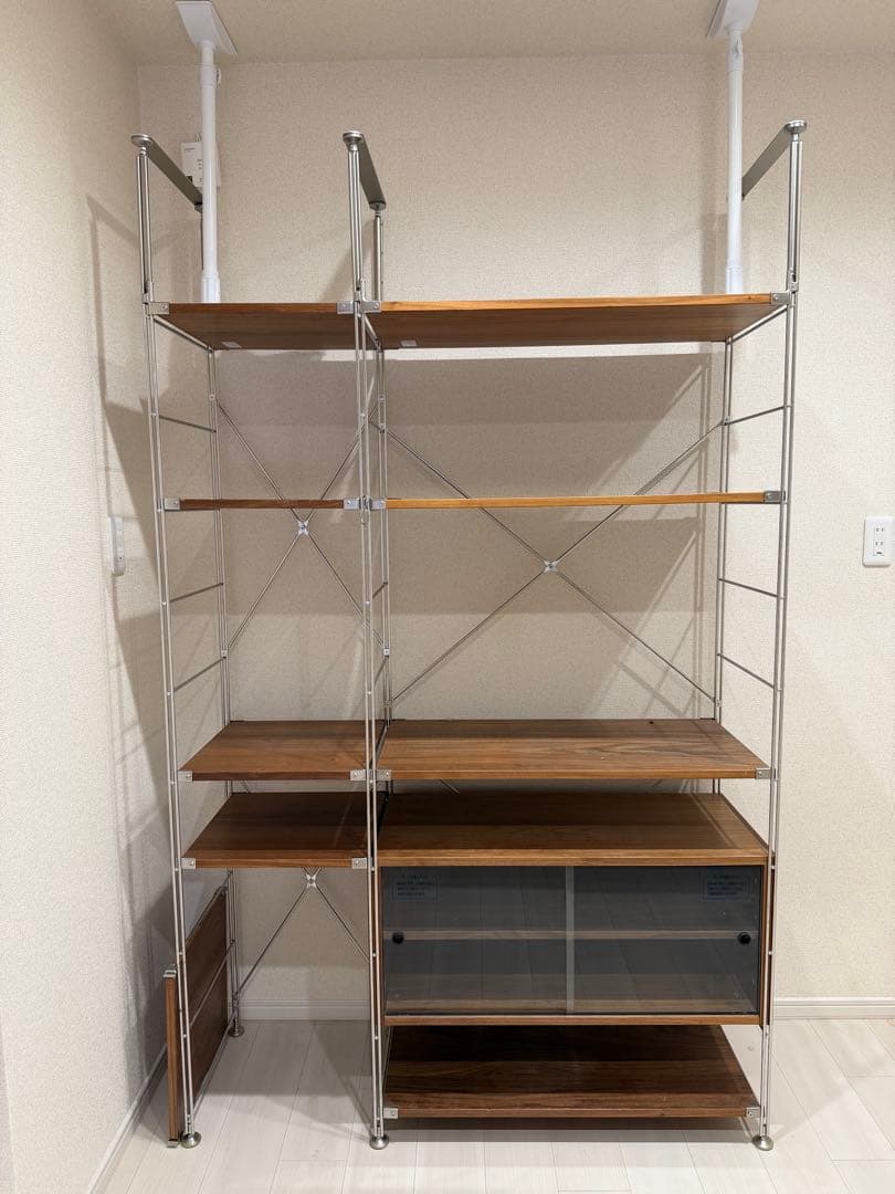 無印良品 ステンレスユニットシェルフ・大（ウォールナット）組み合わせ組立済