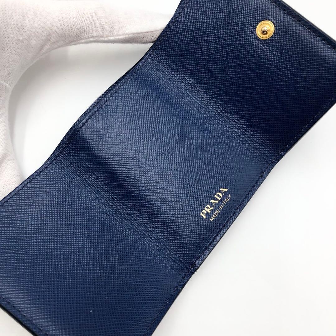 PRADA プラダ コンパクトウォレット 3つ折り財布 サフィアーノ ブルー系
