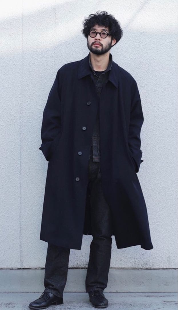 LE ウールサージバルカラーコート　L'ECHOPPE