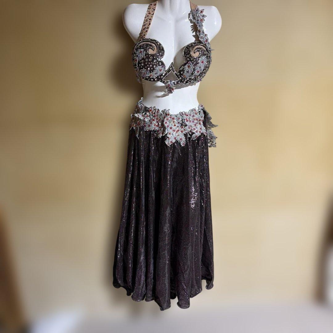 ベリーダンス セットアップ 黒 ビーズ装飾