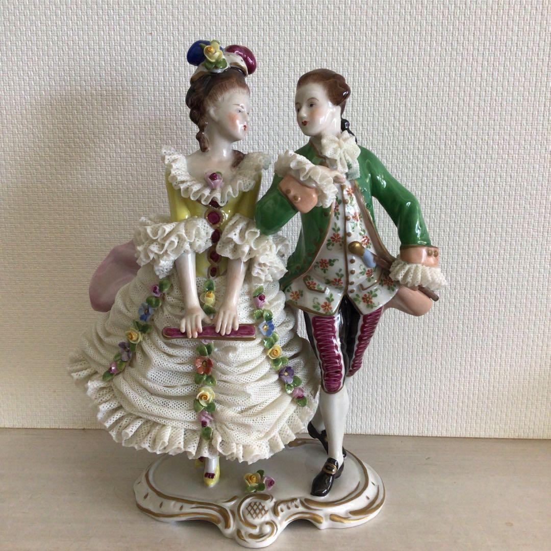 ドイツ　ドレスデン　レース人形　陶器　置物 ヴィンテージ