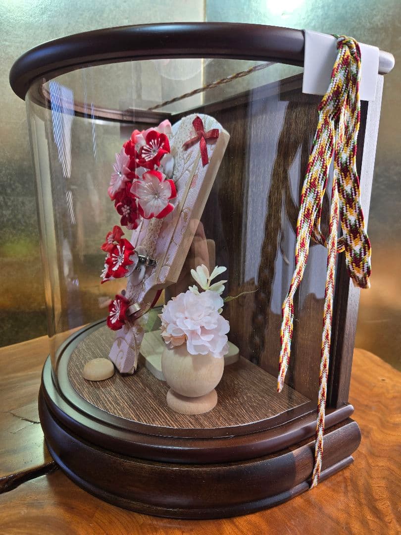 【一点限り】正月飾り　羽子板　ケース飾り　H58