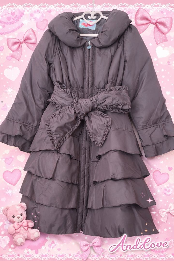 ❤️新品タグ付き＆Love❤️ダウンコート LL 美シルエット Aライン フリル