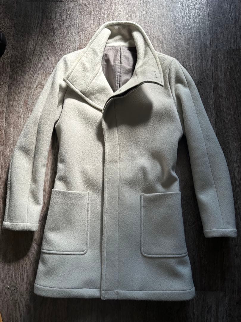 ジュンハシモトjunhashimoto スタンドカラーコート　アイボリーホワイト