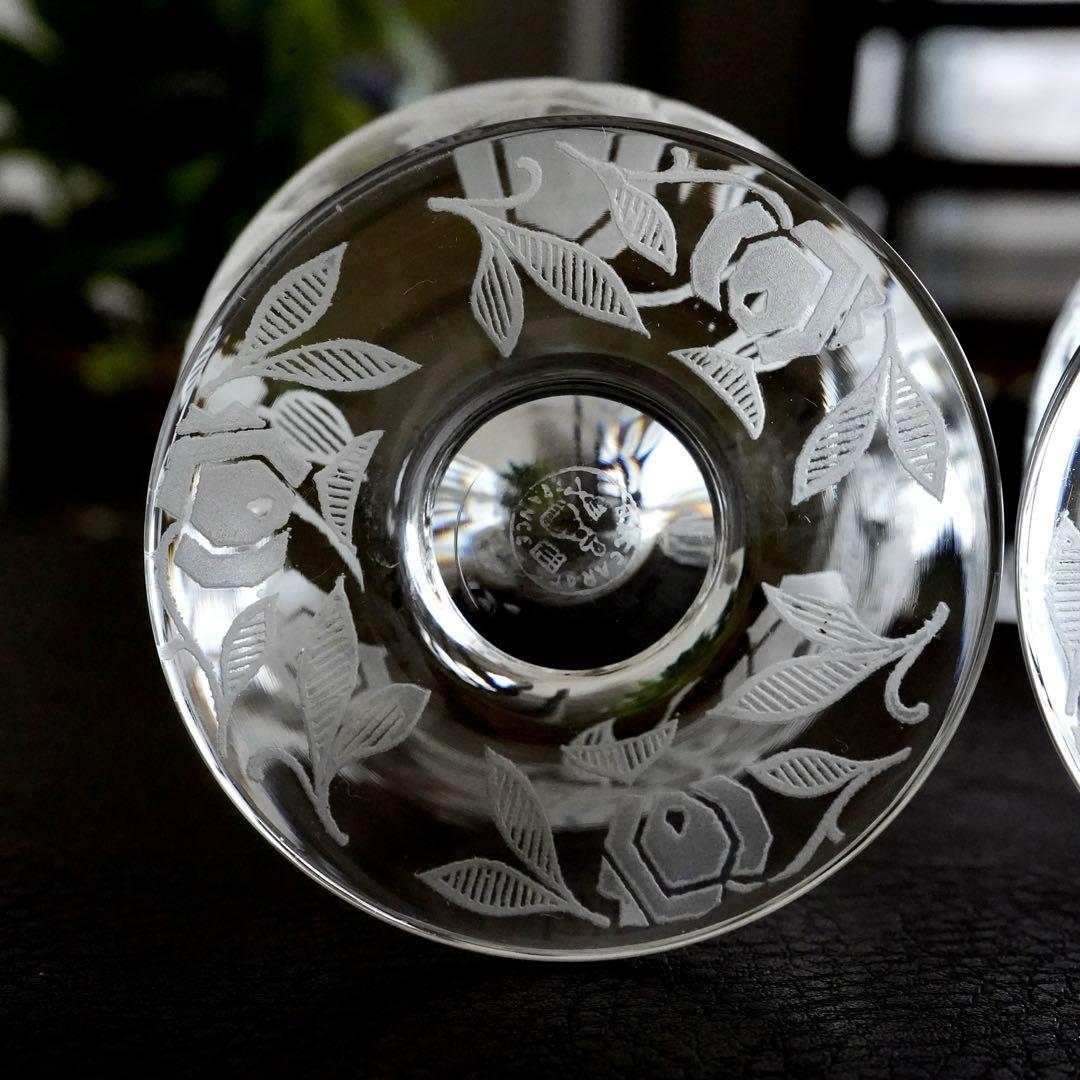 美品オールドバカラBACCARAT★フォントネ ローズ ワイングラス★ペア希少