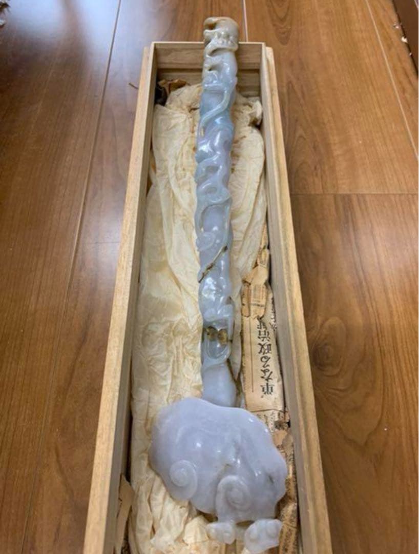 中国古美術/清時代贵重な天然スミレ色翡翠如意置物皇室専用品