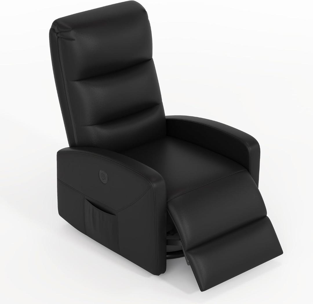 電動リクライニングソファ　一人用　ブラック革