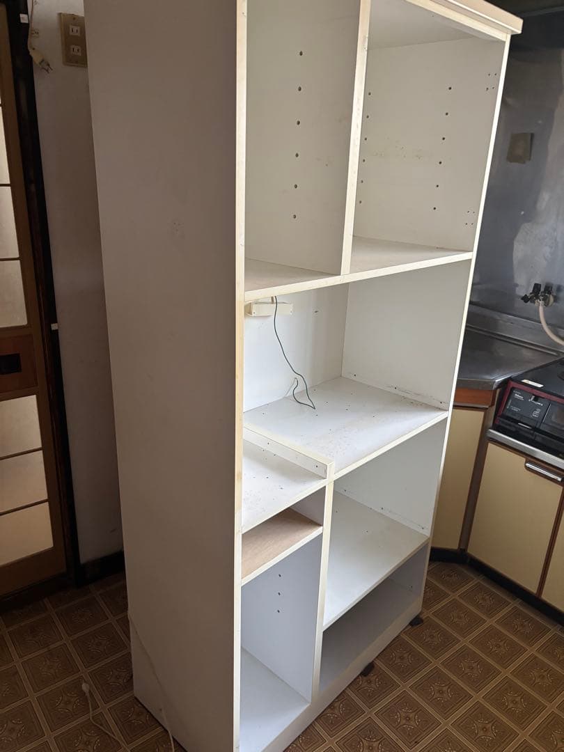 ホワイト 食器棚 オープンシェルフ付き