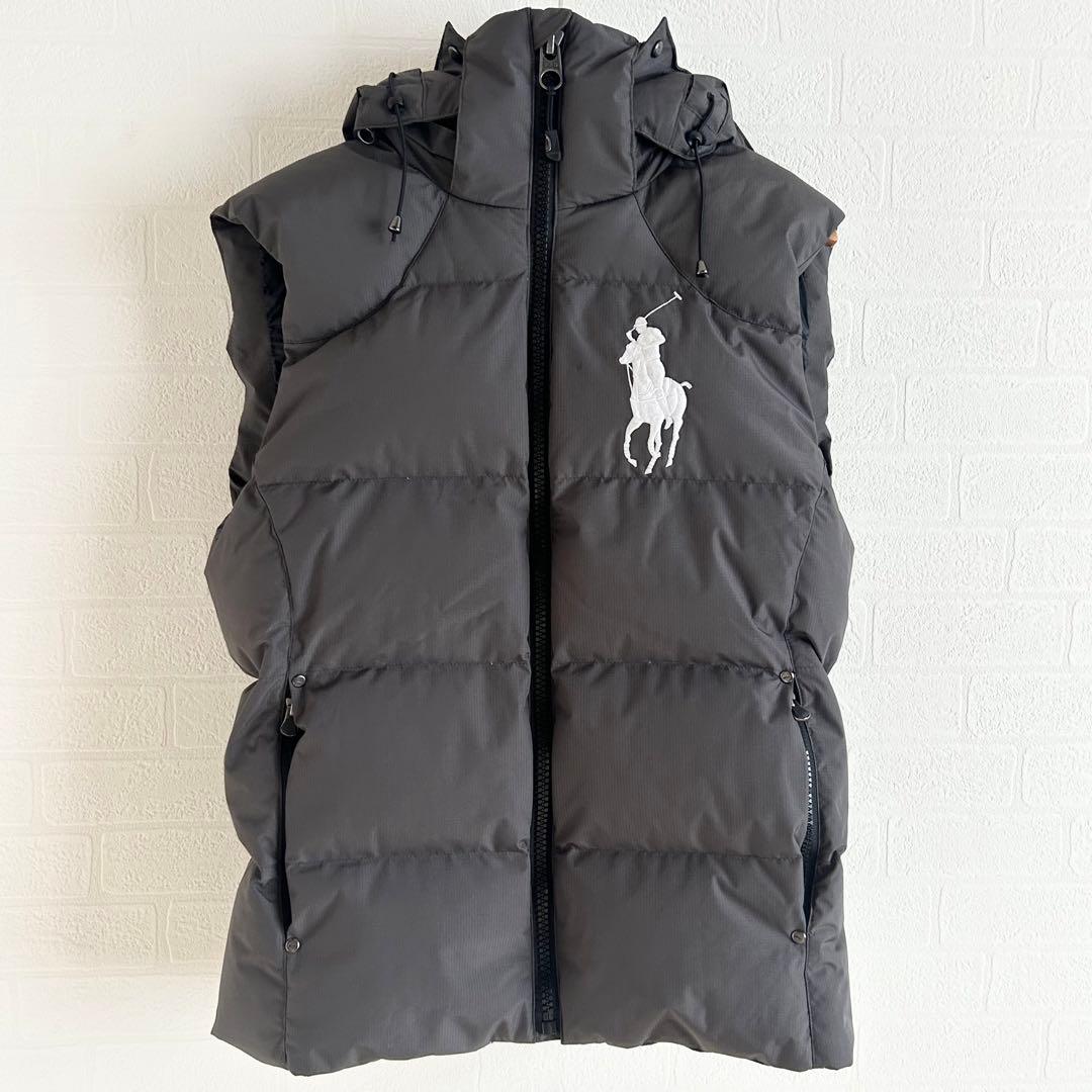 POLO RALPHLAUREN ダウンベスト　ビックポニー刺繍　グレー