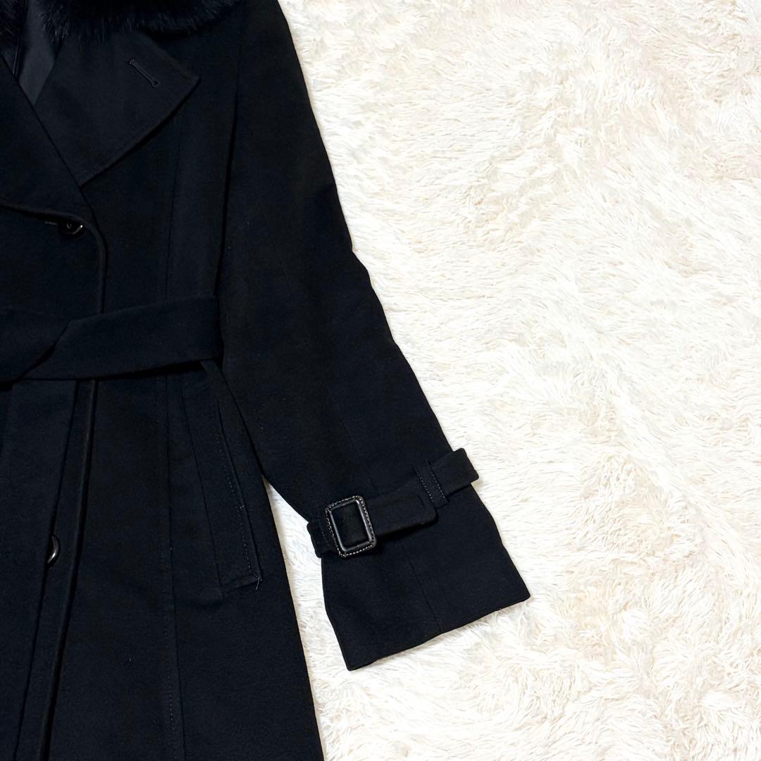 バーニーズニューヨーク フォックスファー カシミヤ100% ダブルコート ベルト